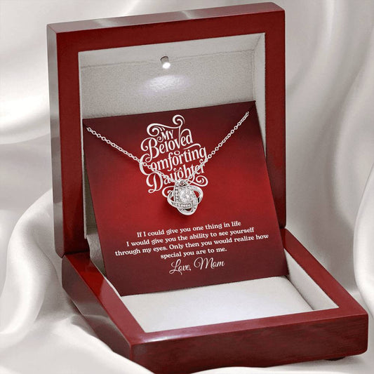Mom To Beloved Comforting Daughter - Custom Name Necklace - Red With Promise_