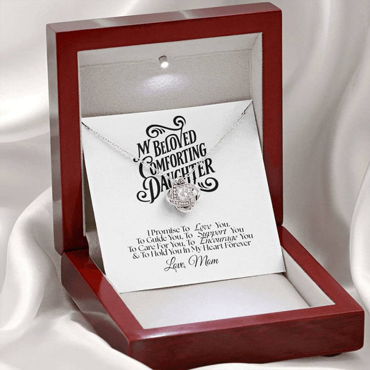 Mom To Beloved Comforting Daughter - Custom Name Necklace - White With Promise_-1